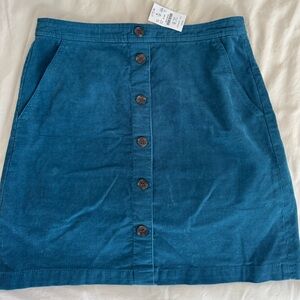NEW J.Crew Blue Corduroy Button-Front Skirt